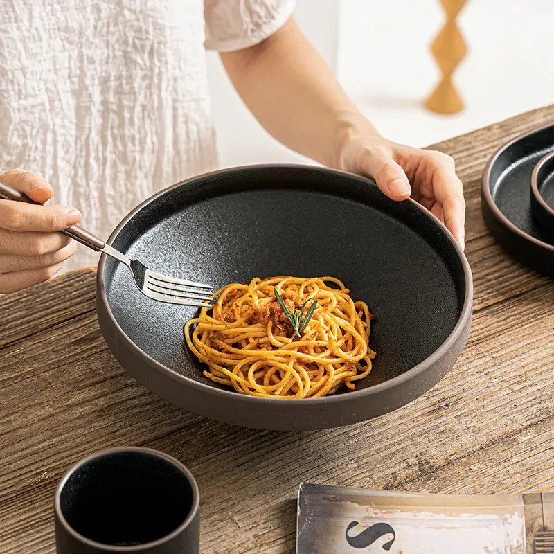 Japanese High-end Household Retro Japanese Hat Bowl Lamian Noodles Bowl Ceramic Noodles in Soup Bowl High Leg Bowls