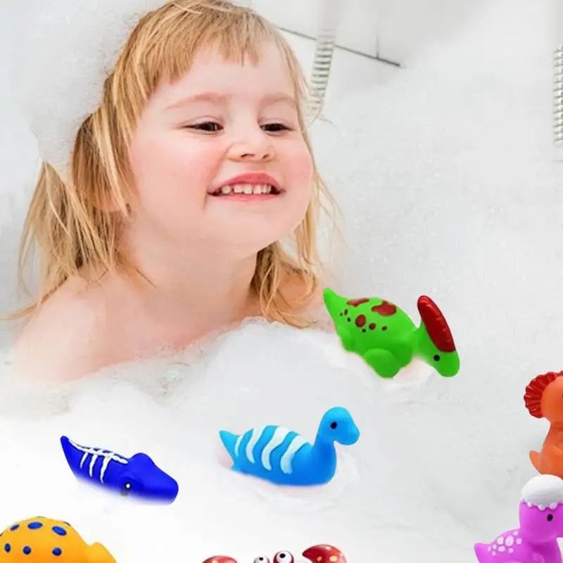 6 stks babybadje speelgoed set oplichten dinosaurus voor peuter badkamer bad zwembad speelgoed voor kinderen 1-5 jarigen jongens meisjes kraamcadeaus