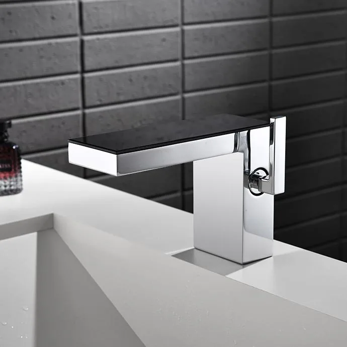 Single Handle Hot And Cold Wash Basin Faucets Square Bathroom Water Mixer Tap Brass Bathroom Sink Faucet