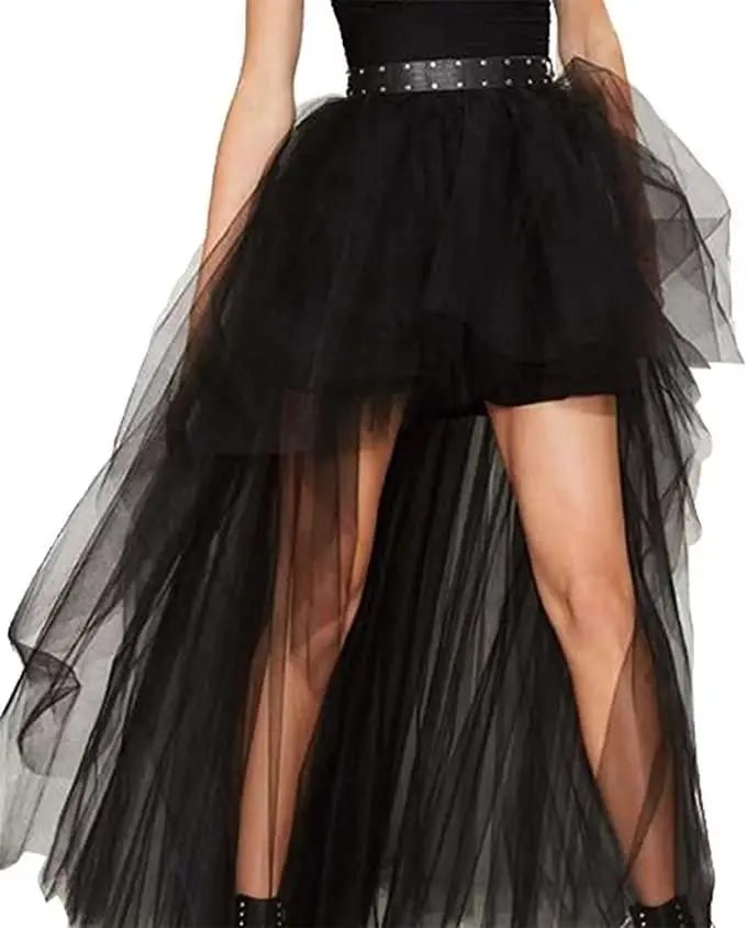 Women's Tulle Skirt Long Black Layered Maxi Midi High Low Skirts for Special Occasion Women Petticoat