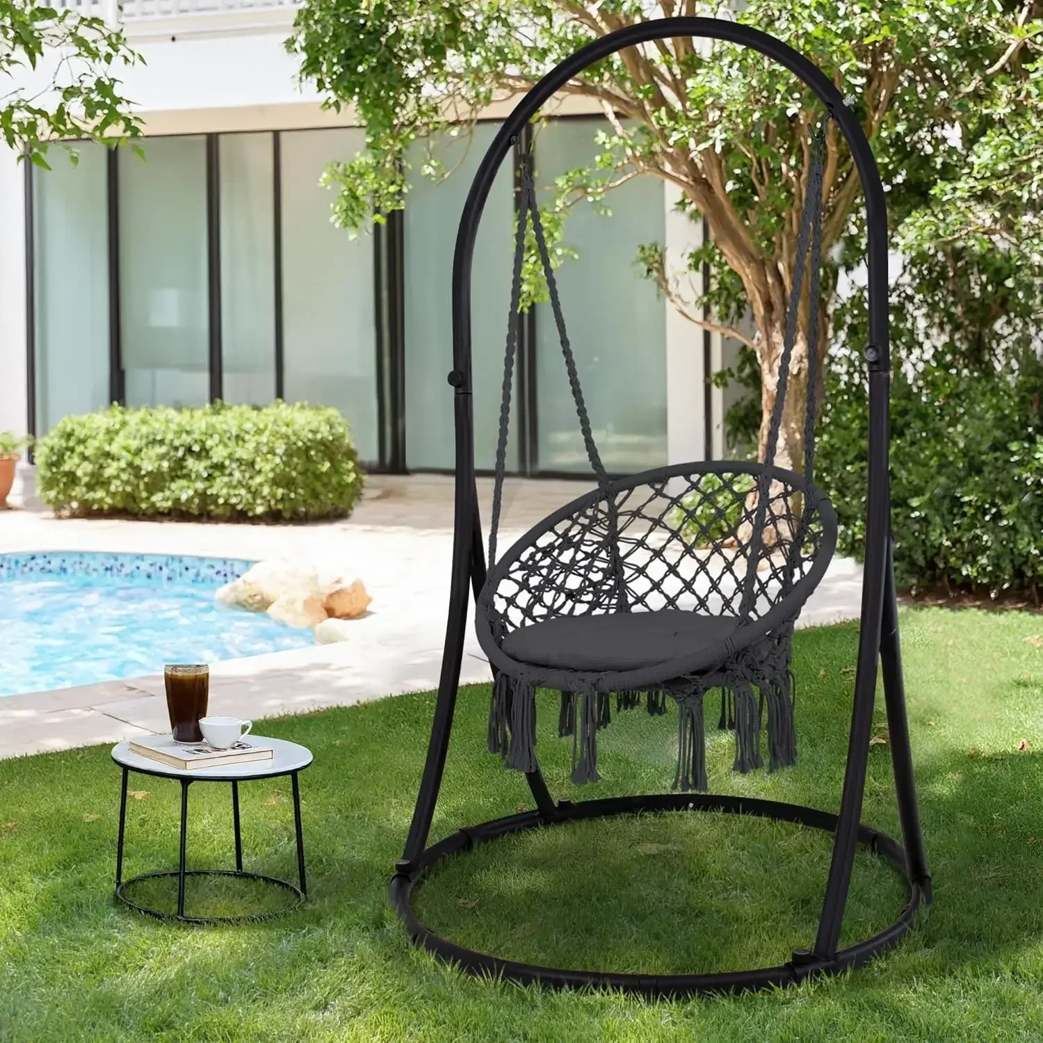 [New Arrival, Free Shipping!]High quality  Indoor Hammock Swing Chair with Stand, Hanging Chair Outdoor with Stand, 330 lbs Capa