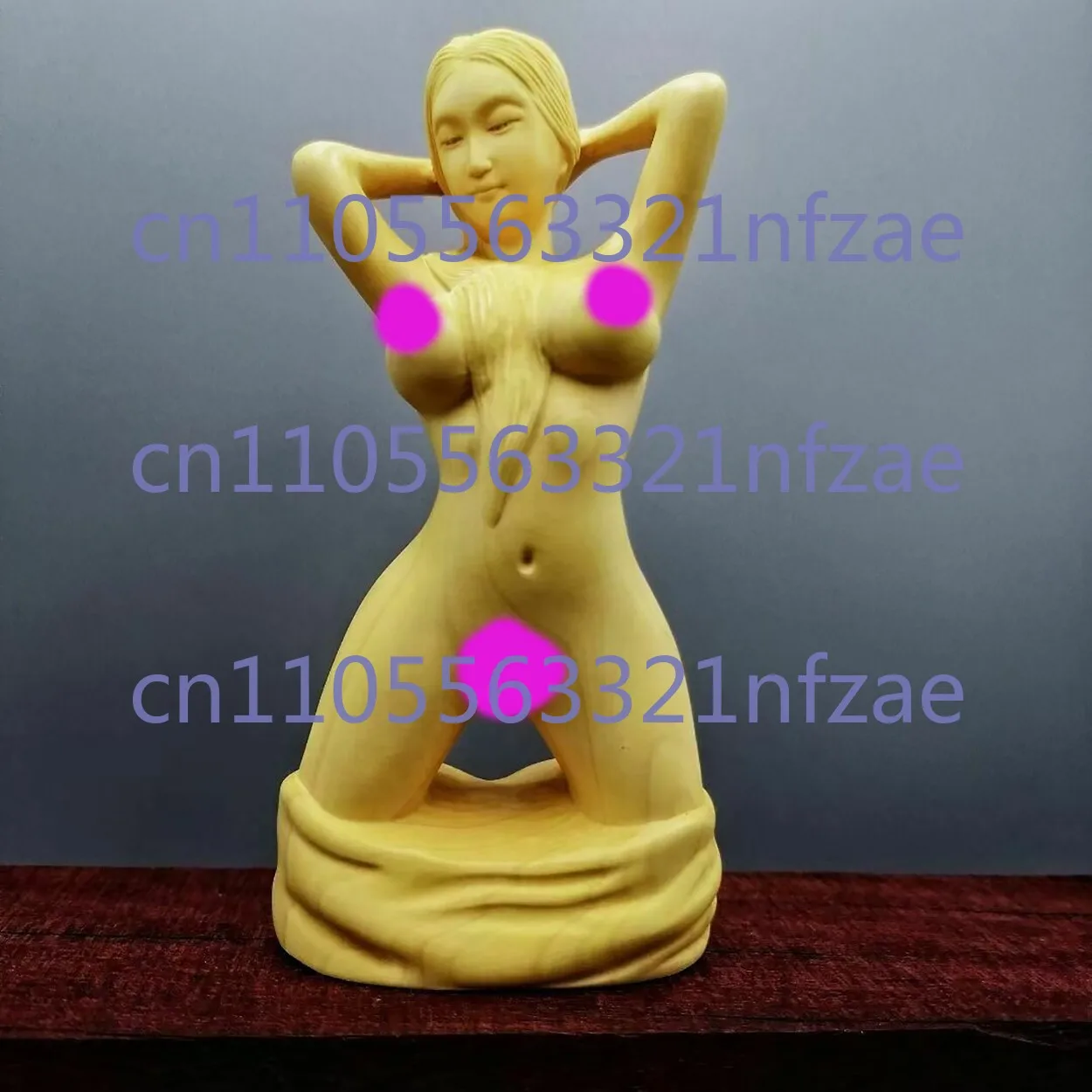 

Chinese Boxwood Huang-yang wood Hand carving Naked girl statue Decoration