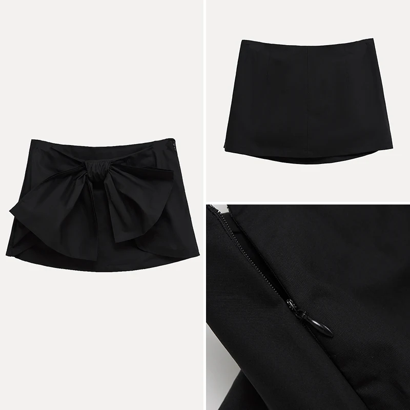 

Faionable Knot Decorated Ultra-ort Skirt for Women Summer 2025 New Arrival Polyester Fiber Mid-Waist Design