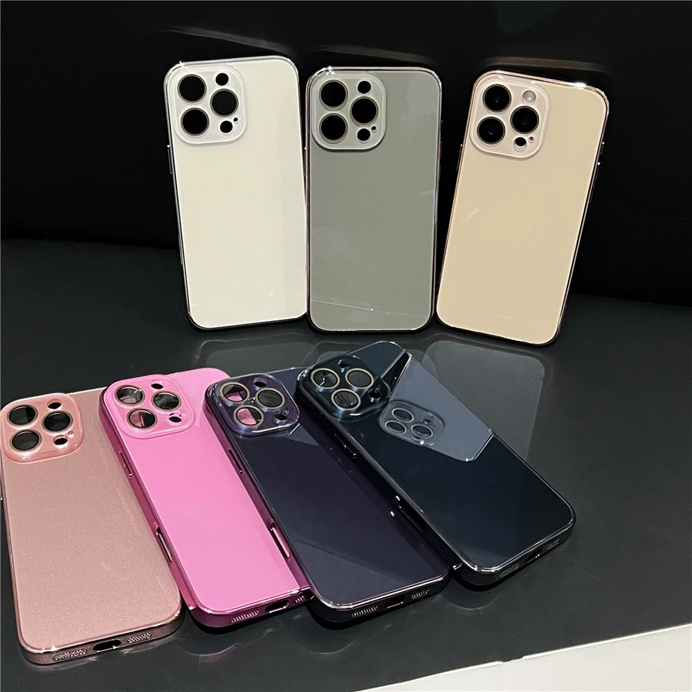 Luxuriöse, glänzende Handyhülle aus Glas für iPhone 18, 17, 15, 16 Pro Max, 14, 13, 12, 11 mit Kameraschutz, stoßfestem Rahmen und harter Schutzhülle. – Detail 2