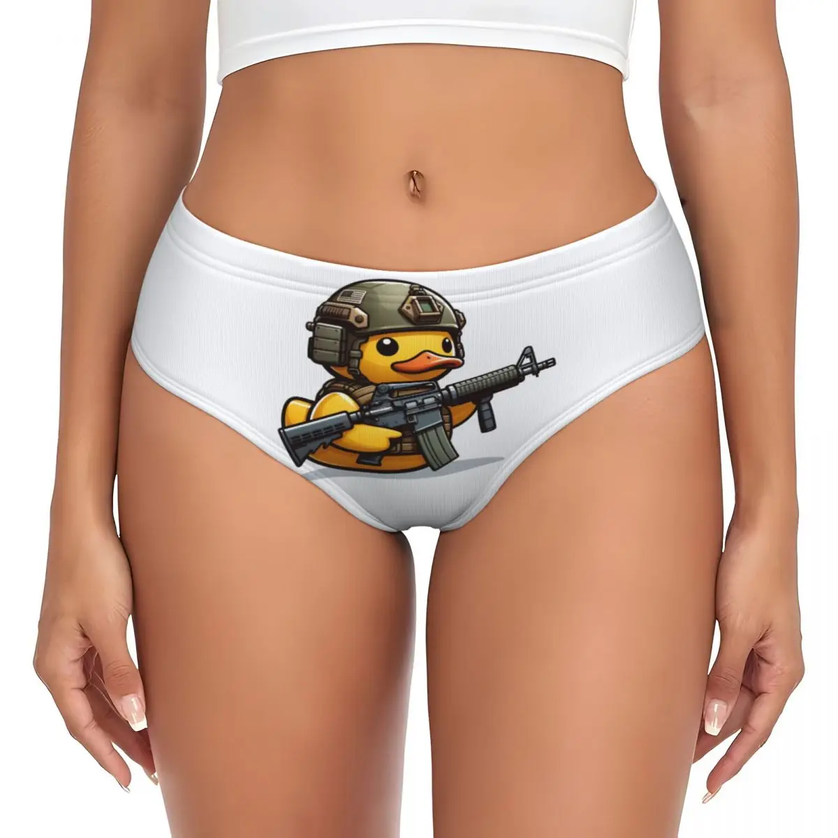 Custom Tactical Rubber Ducky Brief Panties Womens Breathable Stretch Underwear