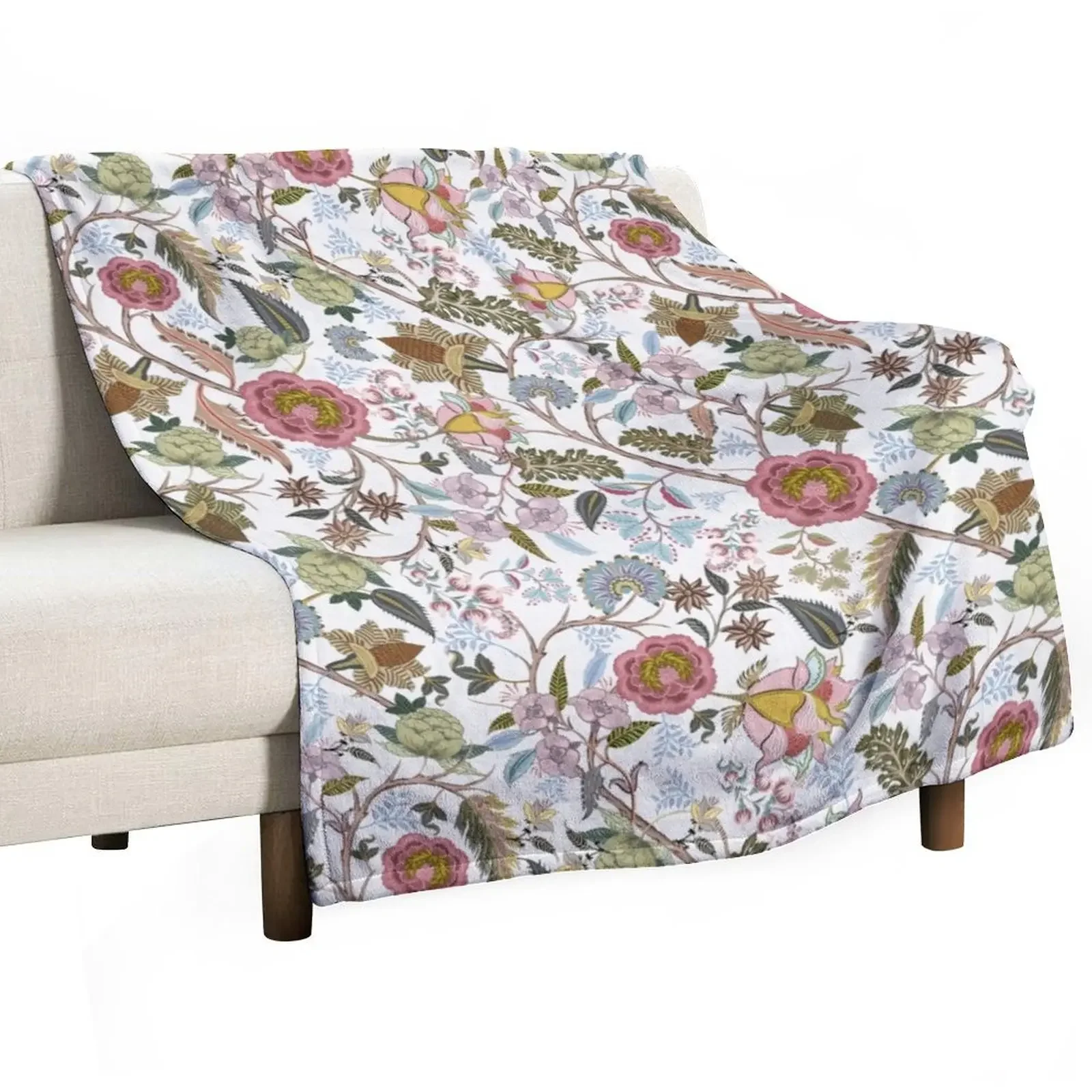 

Chintz retro vintage, Indian, Jacobean Chintz, Spring colors, Throw Blanket Loose Sofa Quilt Moving Blankets