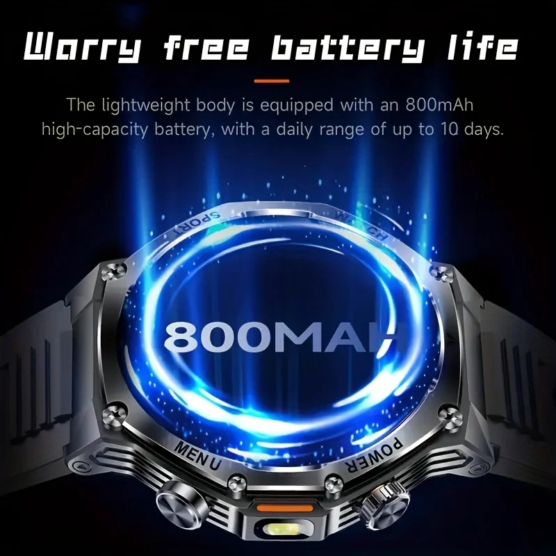 جديد 1000mah الاستعداد الطويل AMOLED ساعة ذكية الرجال الرياضة اللياقة البدنية مصباح ليد جيب 3ATM مقاوم للماء BT دعوة Smartwatch الرجال + GiFt