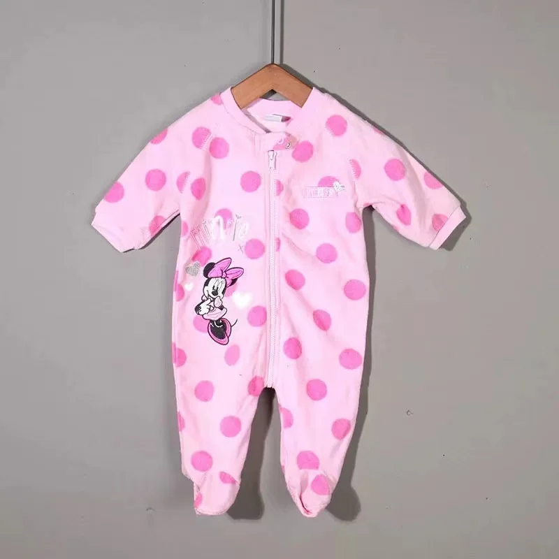 Disney Spring Autumn Baby Girls Rompers Cartoon Minnie Mouse Print Long Sleeve Newborn Jumpsuit Kids Cotton Outfit Clothes 0-24M