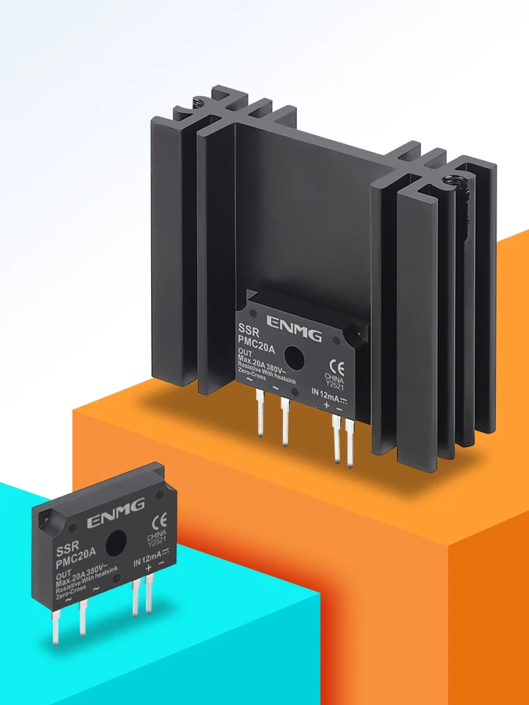 ENMG Miniature PCB Solid State Relay PMC Series, No Built-in Current-Limiting Resistor, Direct Control 380VAC 20A, Compact SSR M