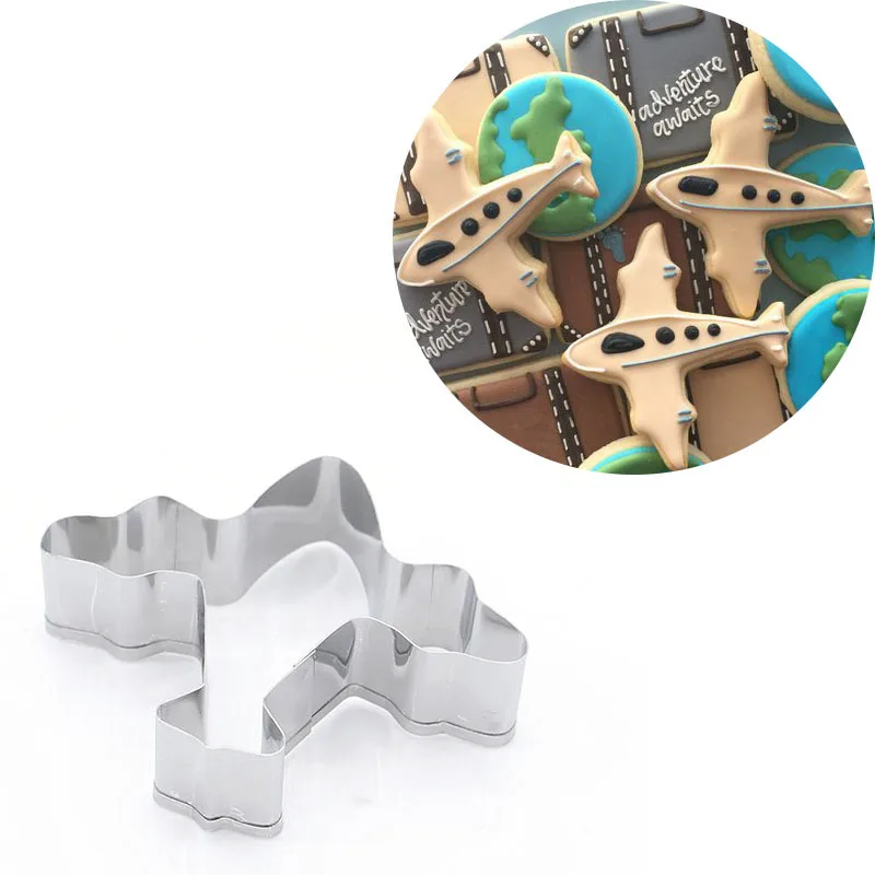 Aircraft Cookie Cutter Stainless Steel Biscuit Knife Baking Fruit Kitchen Tools Mold Embossing Printing