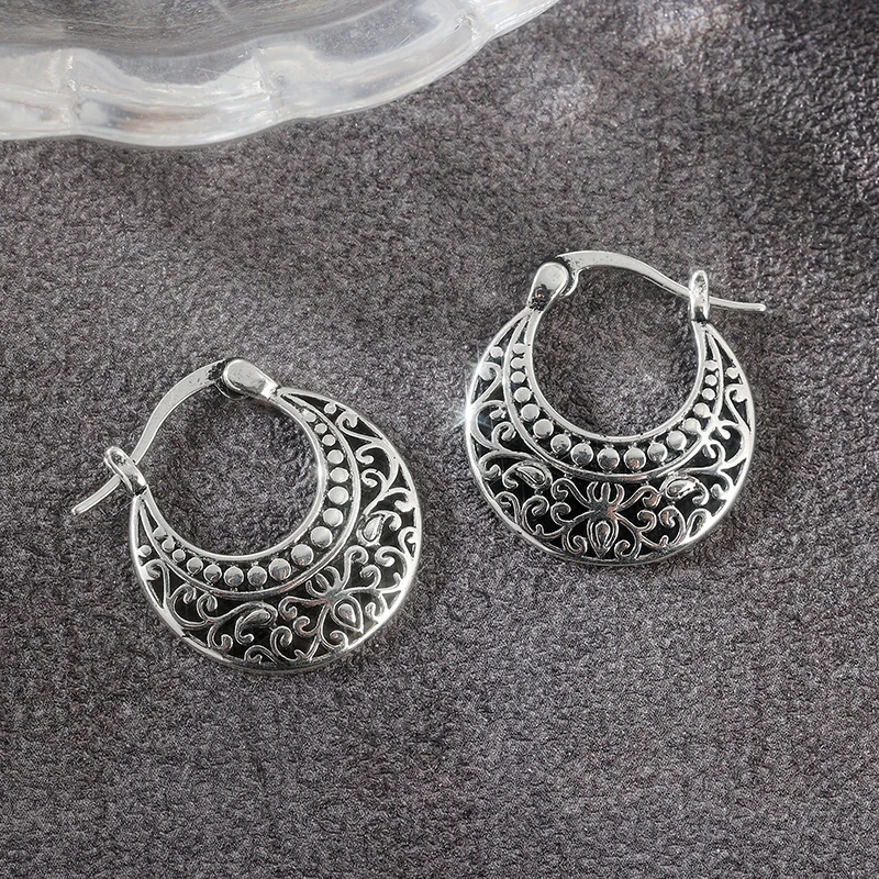 Vintage Exaggerated Women's Dangle Earrings Bohemian Ethnic Style Geometric Shape Copper Earrings Fashion Jewelry