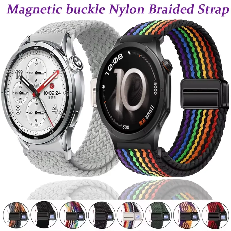 Nylon Braided 20mm 22mm Strap for Xiaomi Watch 5 S5 S4-3 Realme Watch 5 S Magnetic Buckle Band OPPO Watch S X3 Oneplus 4 3 Lite