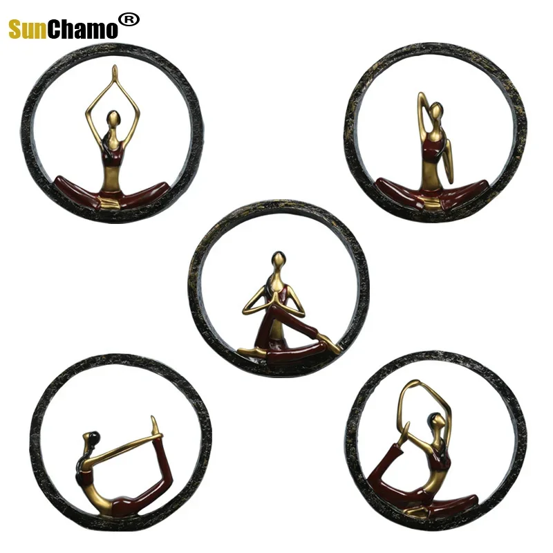 Modern Abstract Art Resin Pose Statue Yoga Girl Wall Hangings/Lady Sculpture Deco Home Accessories Crafts Decoration Decor