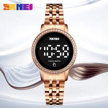 SKMEI 1669 simple date clock watches for women reloj mujer digital LED touch women watch diamond waterproof ladies wristwatches