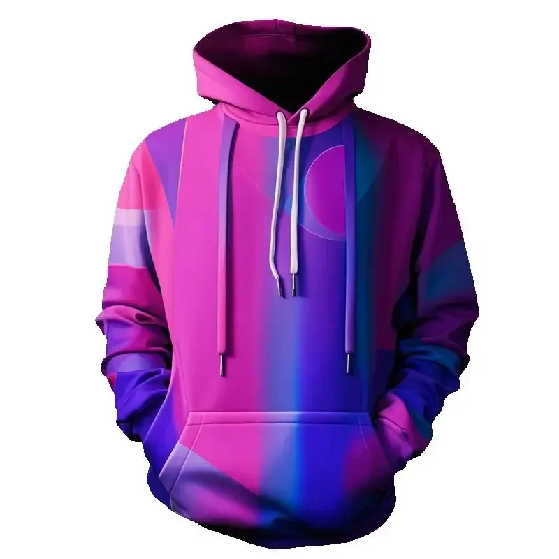 2024 Nowa moda 3D Nadrukowane fioletowe bluzy z kapturem Męskie Y2k Casual Design Bluza sportowa z kapturem Jesień Street Hip Hop Odzież męska Topy — zdjęcie 2