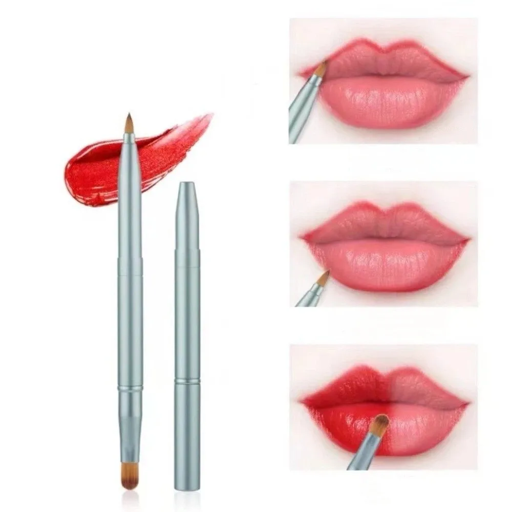 Telescopic Retractable Lip Brush Double-headed Lip Liner Lip Gloss Brush Cosmetic with Protect Cap Lipstick Brush Make Up Tools