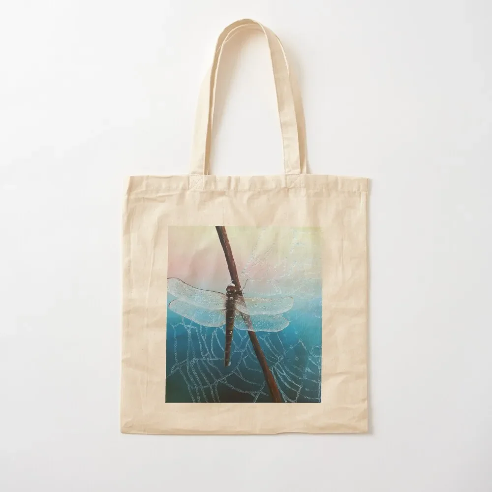 Dragonfly on spider web Tote Bag Canvas shoulder bag Beach bag canvas bags