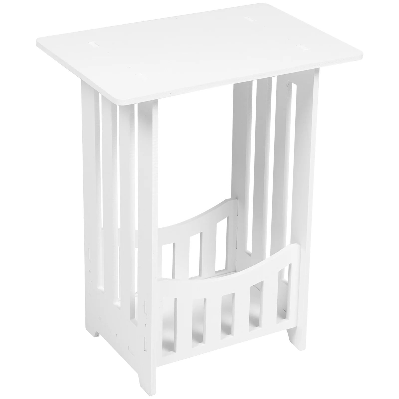 Mesa auxiliar, muebles decorativos, mesitas de noche para espacios, esquina, tablero de plástico de madera de Pvc blanco