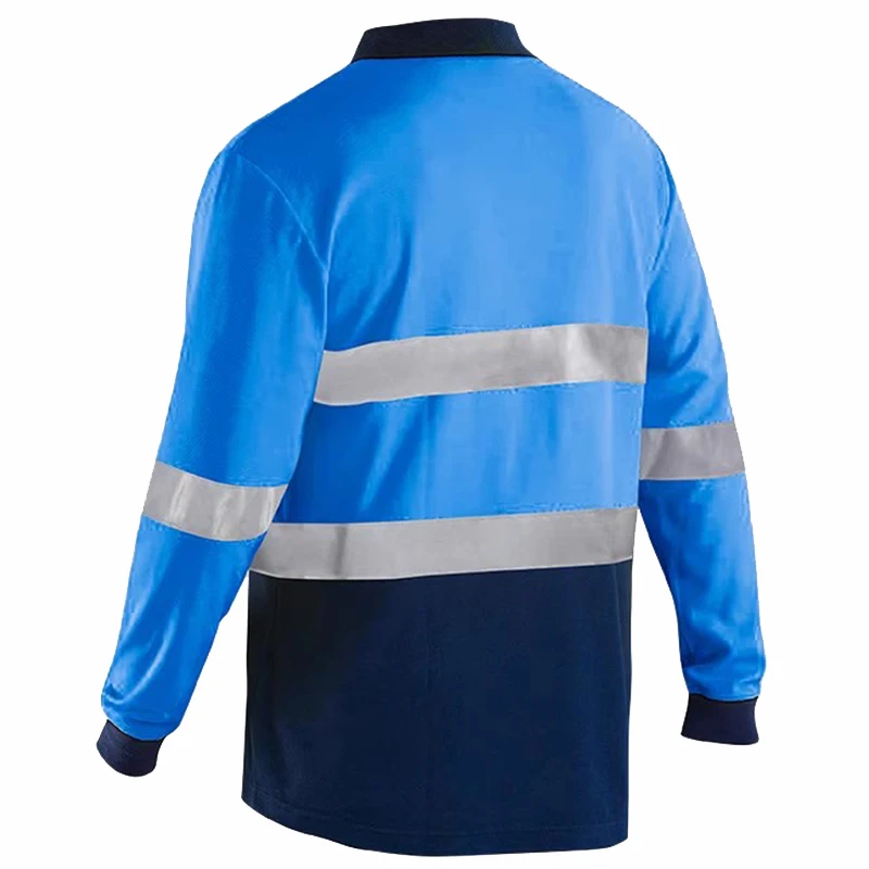 Reflective Polo Shirts Long Sleeve Summer Quick Dry Construction Clothes Men Hi Vis Safety Shirt Two Tone Workwear