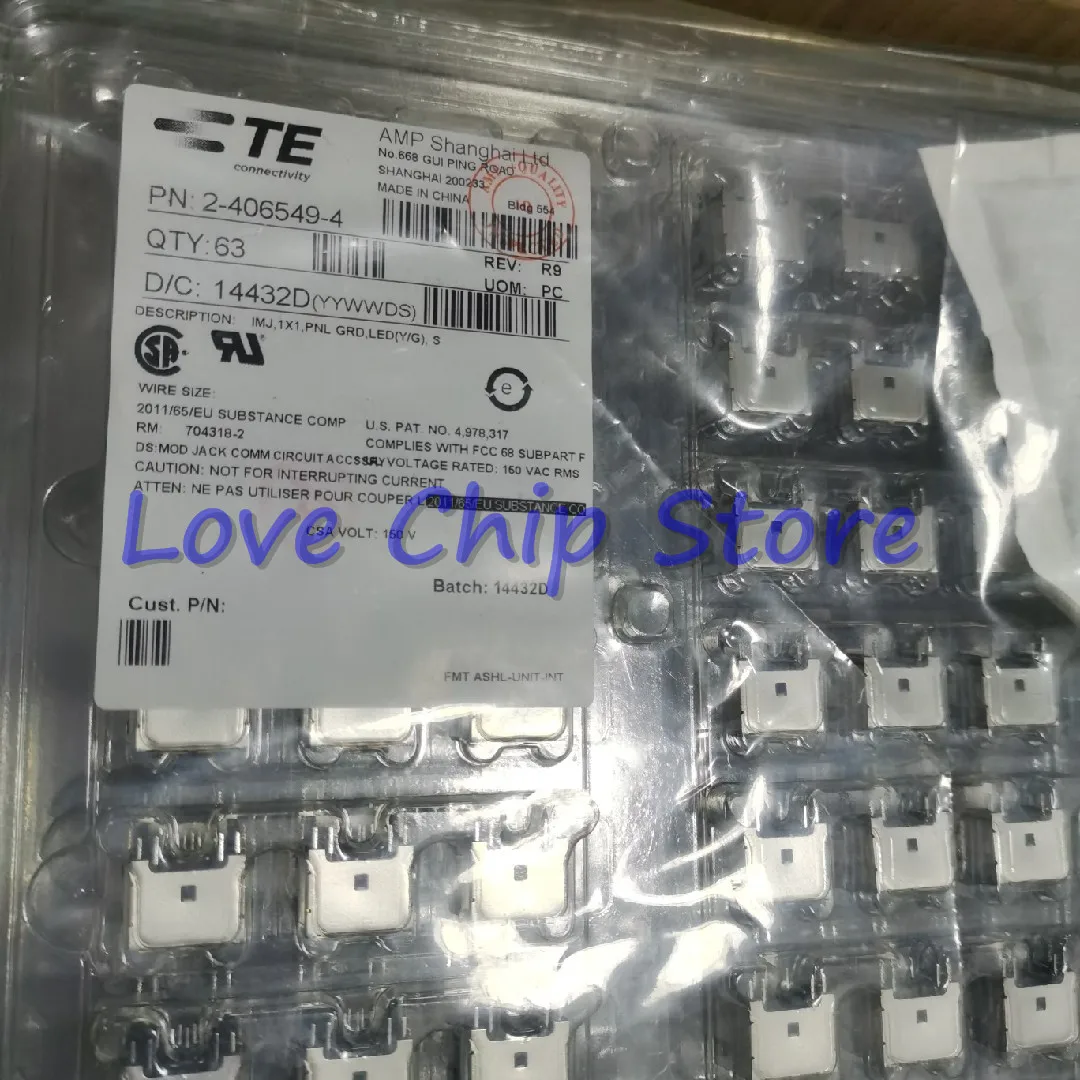 10pcs 2-406549-4 24065494 RJ45 8P8C Modular Connectors / Ethernet Connectors 1X1 8/8 PNL GRND LED YLW/GRN New and Original