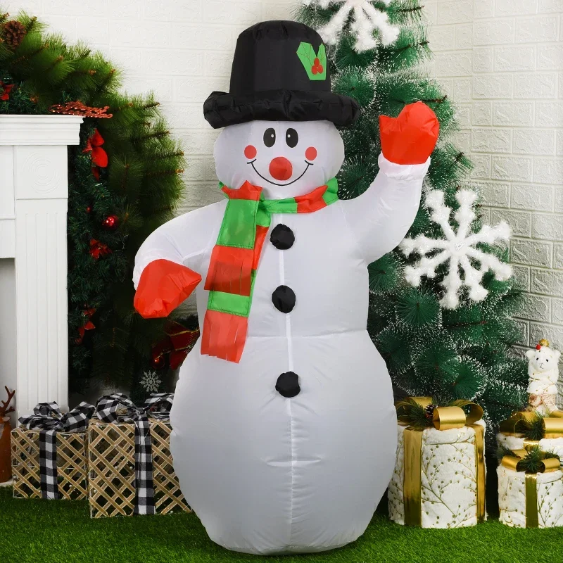 Christmas Inflatable Snowman with Colorful Rotating LED Lights Blow Up Snowman Outdoor Lawn Yard Garden Xmas Holiday Decorations