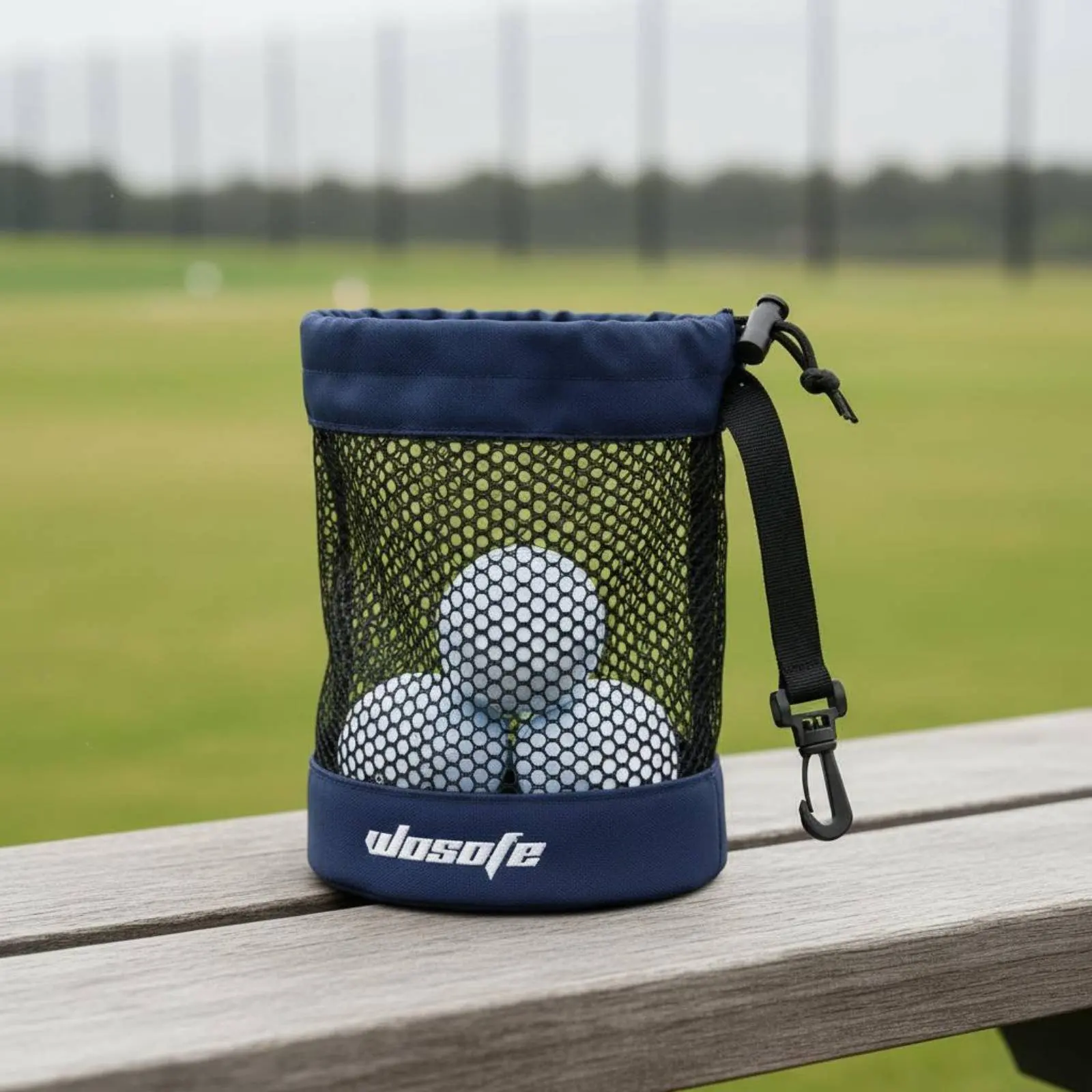 Golf Ball Net Bag with Hook Golf Ball Storage Bag Mesh Storage Sack Breathable Quick Drying for Golfers, Practice Range, Travel