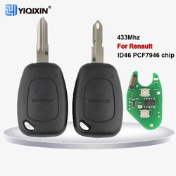 YIQIXIN 433mhz 2 Button Remote Car Key For Renault Traffic Master Vivaro Movano Kangoo Transmister CLIO SCENIC NE73 VAC102 Blade