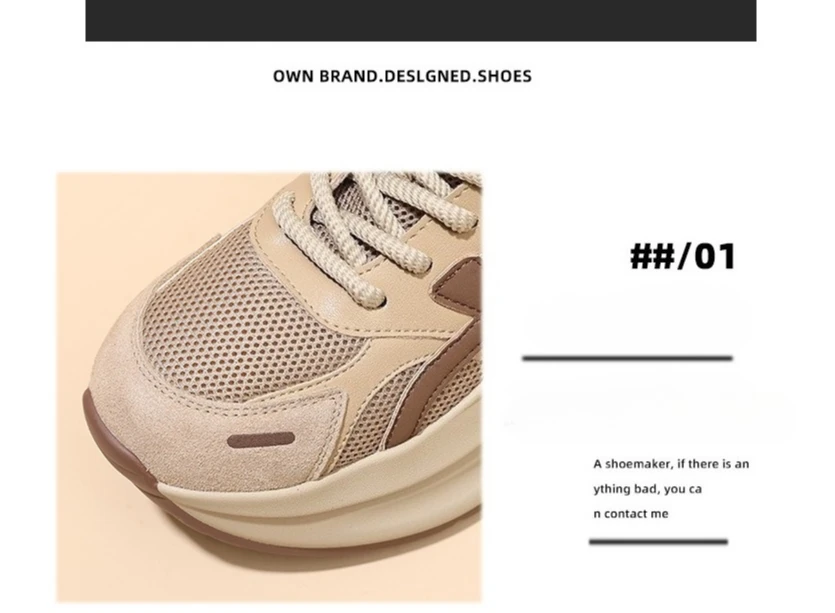 New Arrival 2026 Spring Chunky Sneakers Women's Thick Bottom Casual Mesh Shoes 8CM High Platform Breathable Sports Dad Shoes