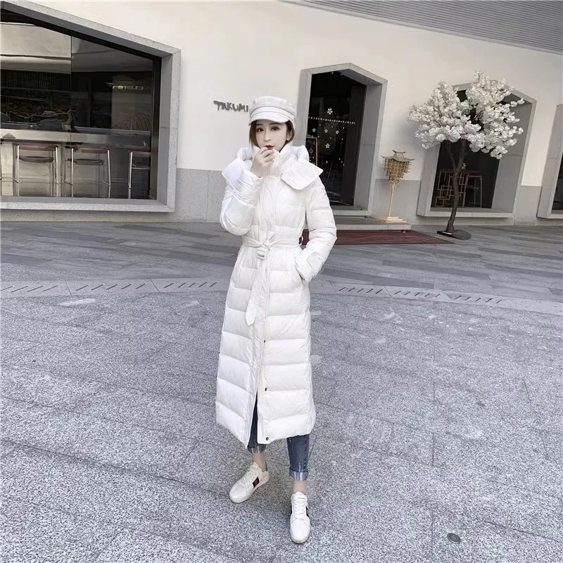 New Women Down Jacket Winter Coat Female Extended Version Parkas Thick Warm Outwear Slim Fit Hooded Leisure Time Overcoat