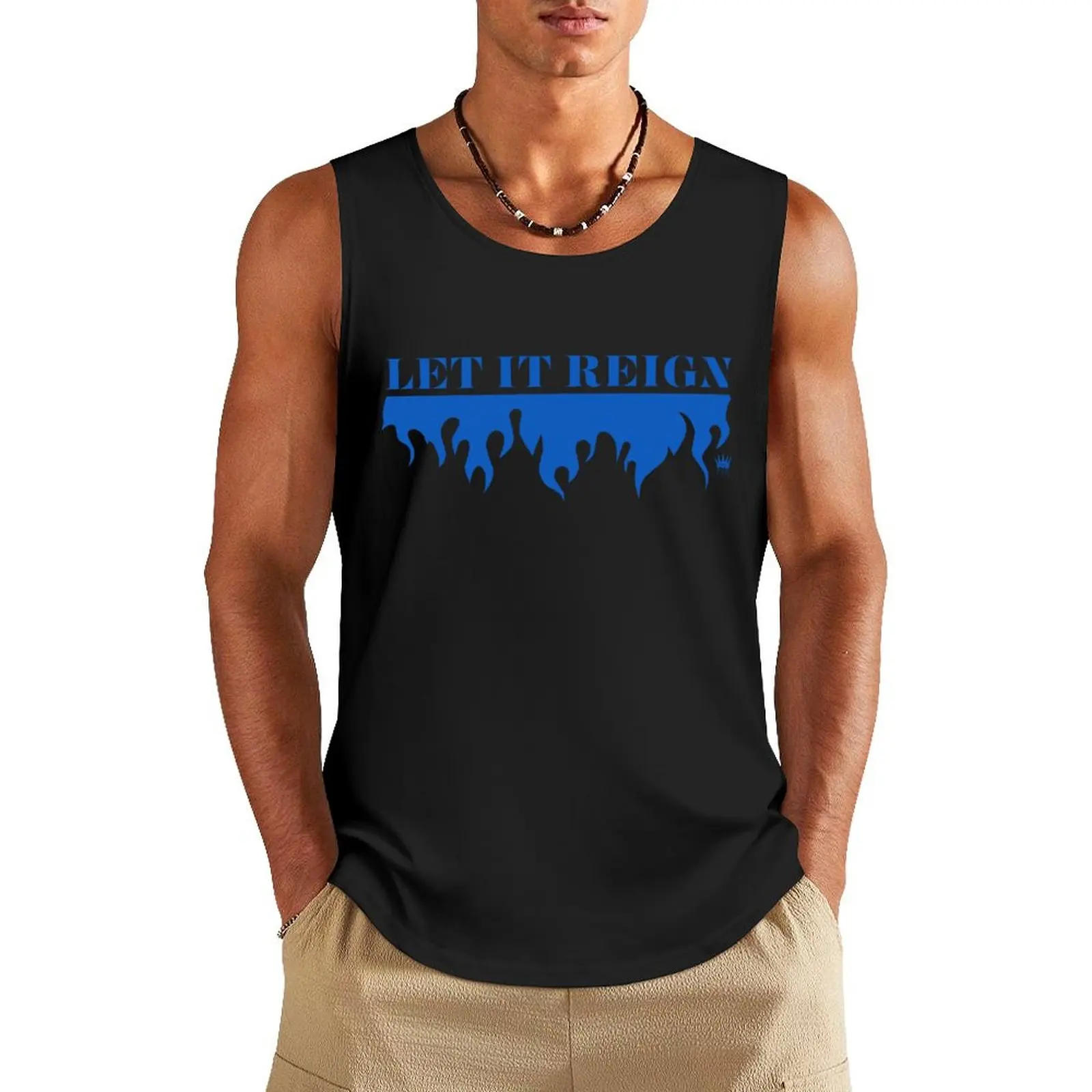 Let It Reign - Fire Blue Tank Top Men gym sportswear gym clothes man fitness Men's summer clothes