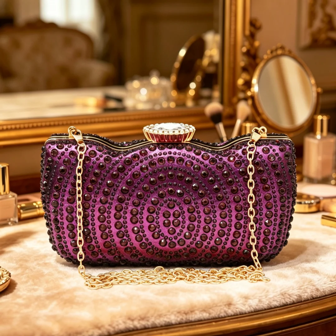Elegante Damen-Abendtaschen mit Strass, Designer-Kristall-Bankett-Handtasche, luxuriöse Hochzeits-Braut-Clutch, einzigartige Diamant-Clutches – Detail 10