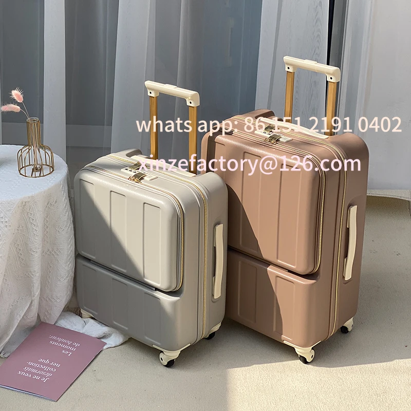 Bagagem de bagagem personalizável de 24 polegadas, roda universal, pc, senha, carrinho, ultraleve, carregamento usb frontal