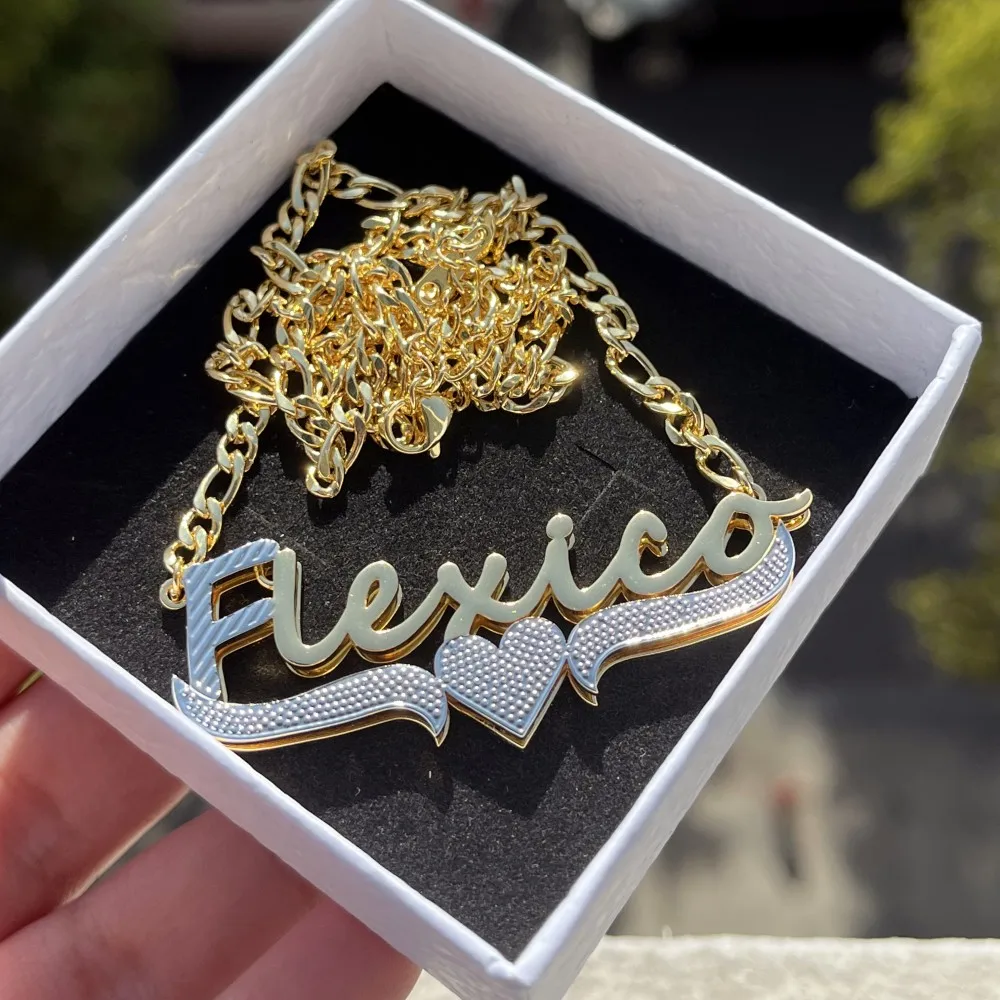 DUOYING Custom Nameplate Necklace Double Layer Jewelry Personalized Design Your Name Necklace Hiphop Pendant Stainless Steel