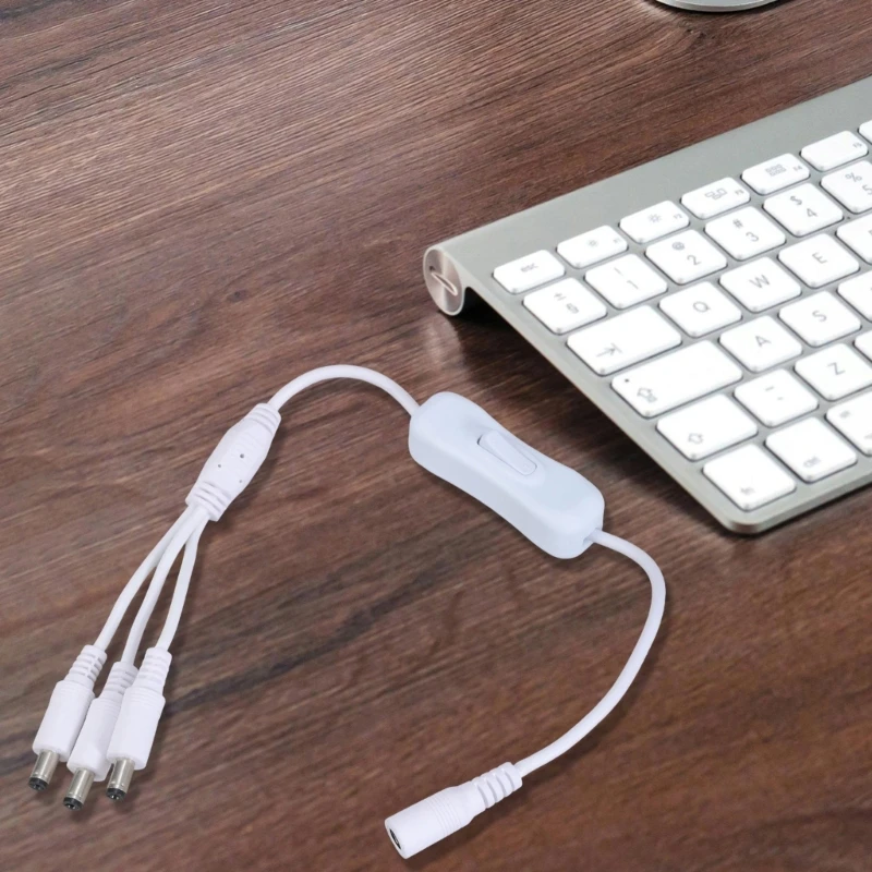 Kabel Daya Splitter DC5521 Y 5.5X2.1Mm dengan Pengalih On/Off untuk Kamera Keamanan dan Lampu LED 37CM