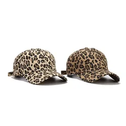 Leopard Print Baseball Caps for Women Men Hip Hop Ponytail Messy Buns Outdoor Sport Hats Accessories