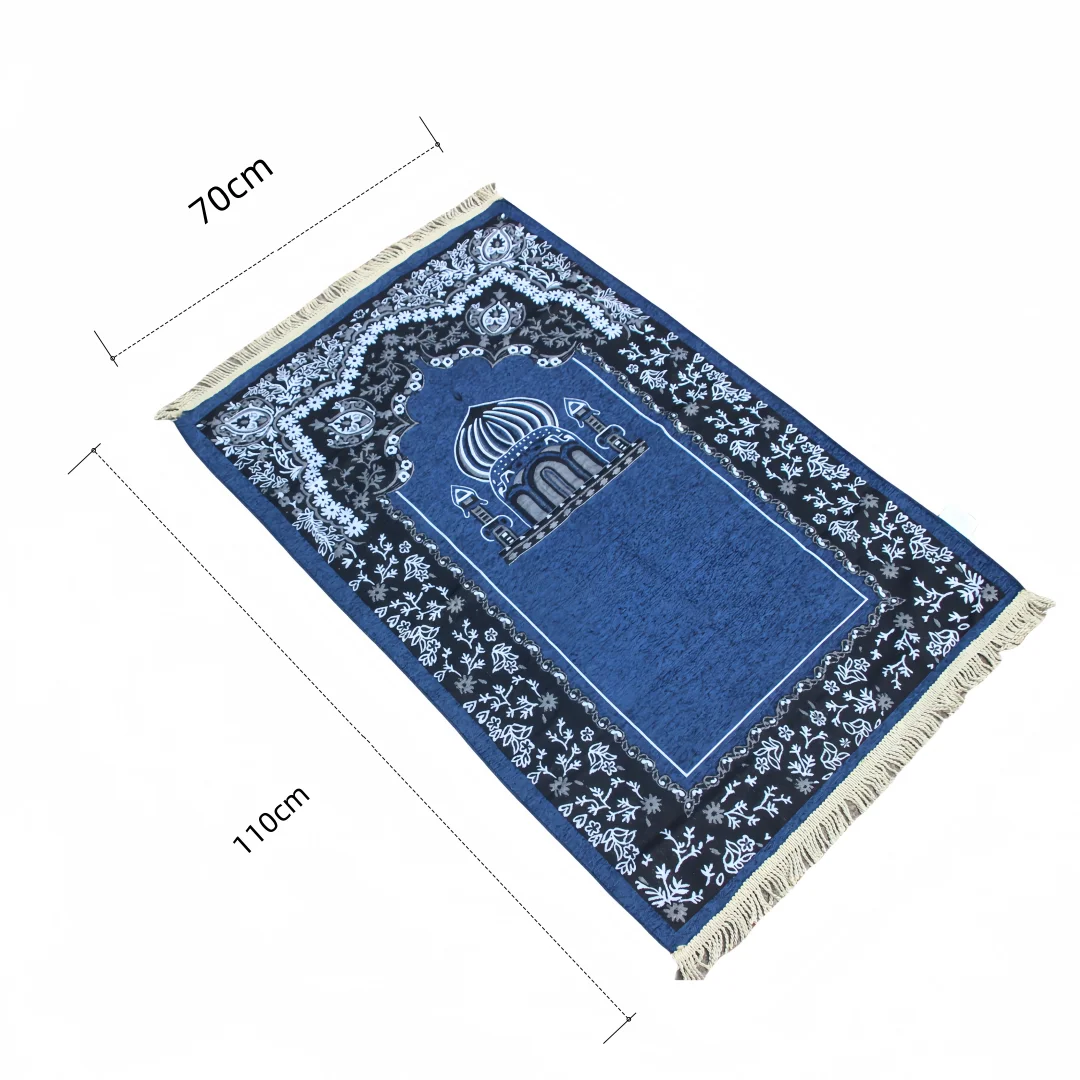 Traditional Masjid Design Chenille Muslim Prayer Rug for Daily Prayer