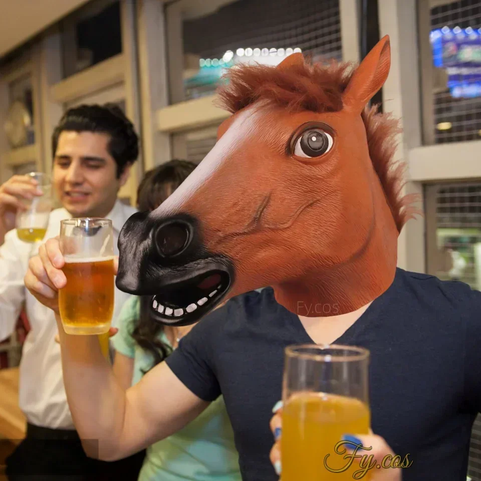 Maschere con testa di cavallo bianche nere marroni per ragazzi e ragazze divertenti maschere di animali in lattice novità costumi di ruolo di Halloween copricapo