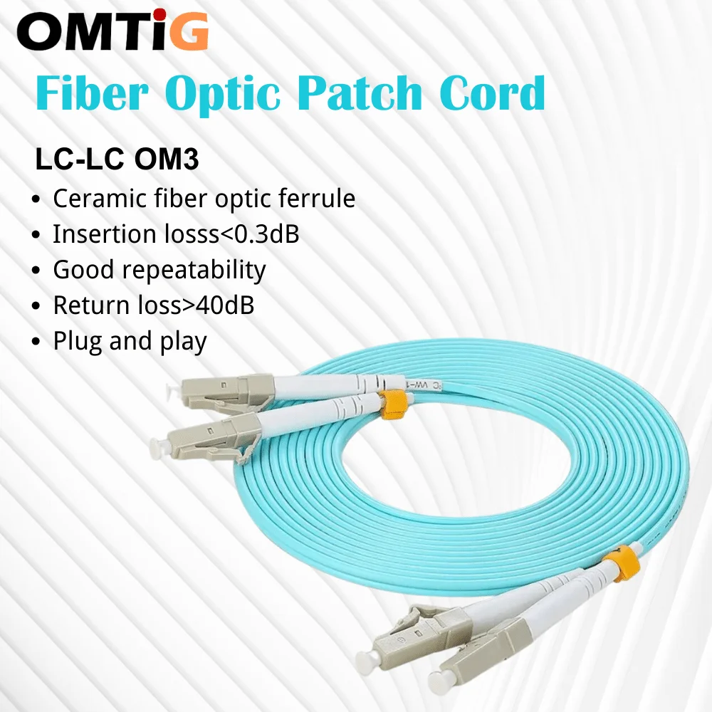 

OMTIG 1m 2m 3m 5m 5pcs Fiber Optic Patch Cord LC UPC OM3 DX upc Multimode Duplex 2.0/3.0mm patch cable Lowest price Brand NEW