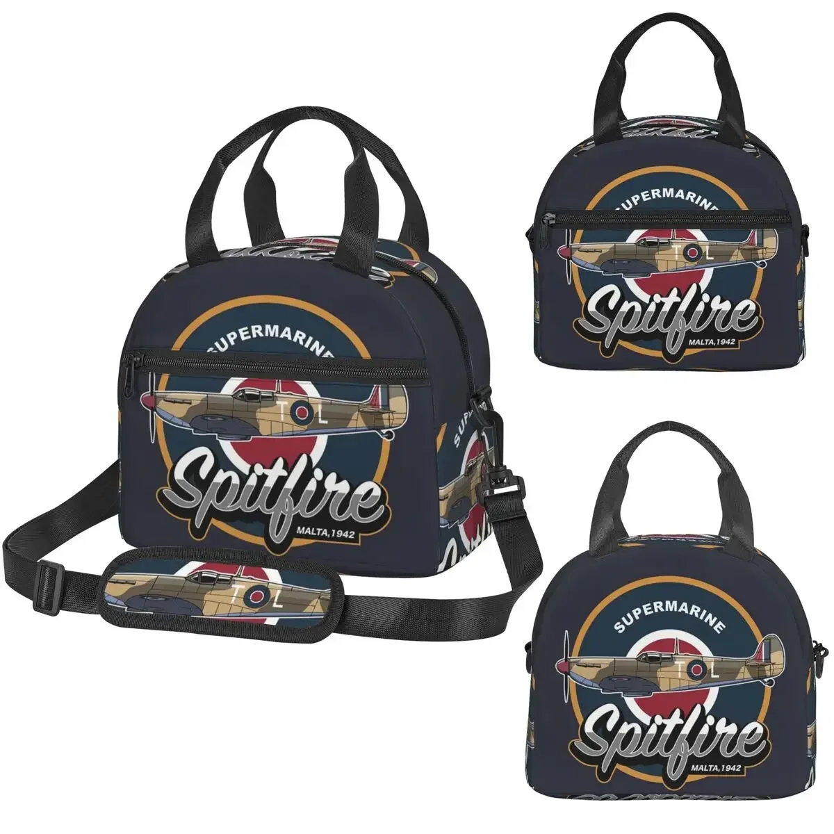 RAF Supermarine Spitfire Fighter Aircraft Plane Airplane Insulated Lunch Bag for Women Office Cooler Thermal Box Lunch Boxes