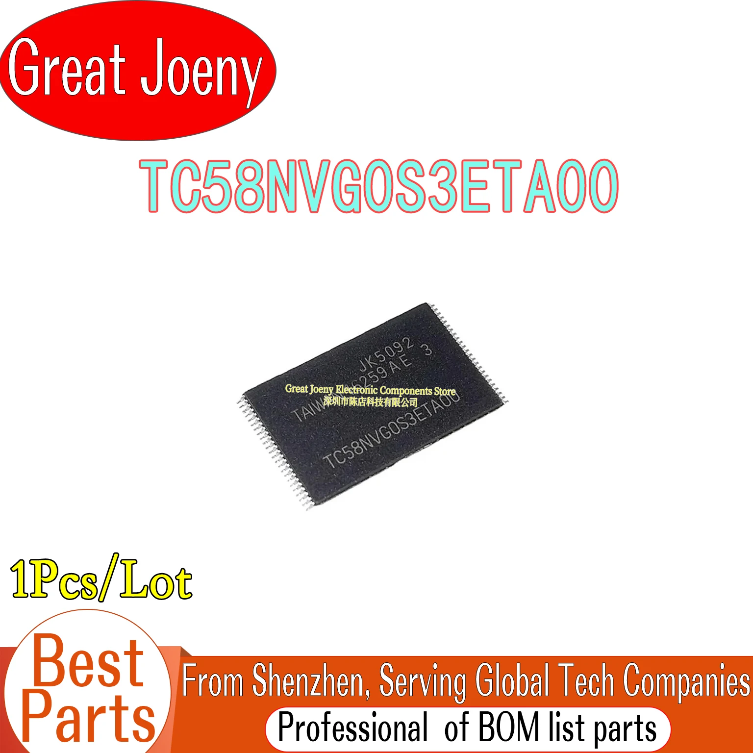 100% New Original TC58NVG0S3ETA00 TC58NVG0S3ETAI0 FLASH 128M IC Chipset TSOP-48