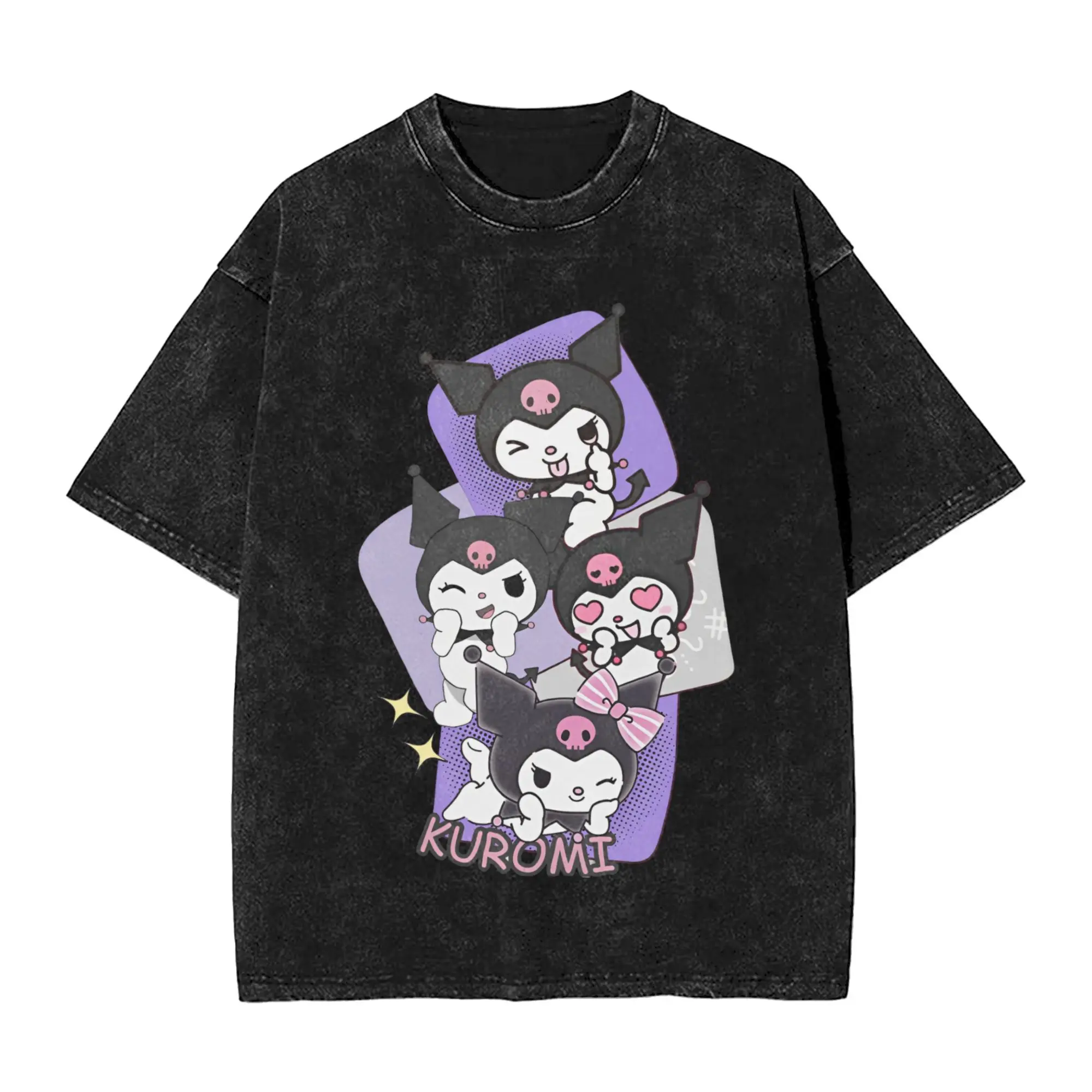 

Kuromi Cute Japanese Anime Washed T Shirts Streetwear Hip Hop Casual T-Shirts Tees for Men Women Short Sleeve Oversize Graphic