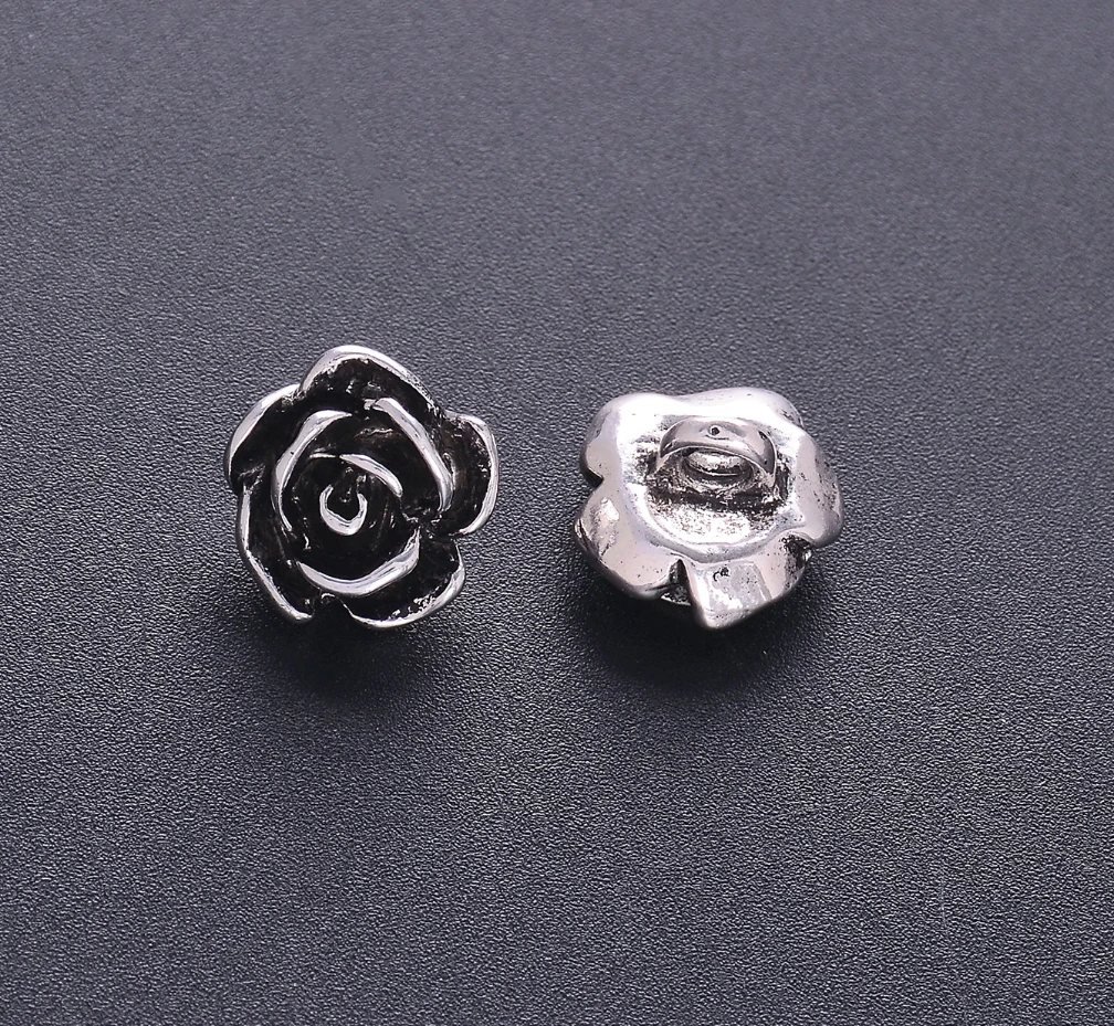 7pcs/Pack Vintage Rose Flower Metal Buttons For Shank Woolen Coat Dress DIY Shoes Hats Decor Buttons Sewing Accessories