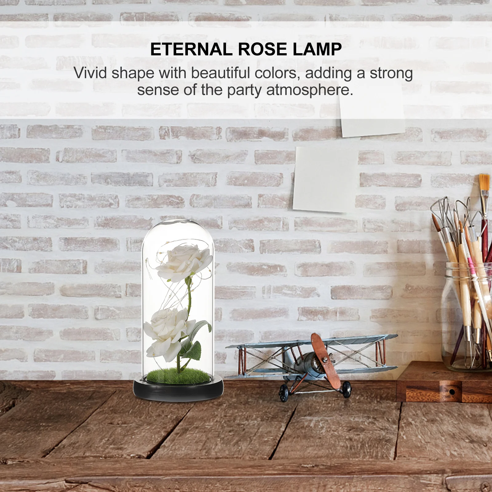 

1Pcs Romantic Rose Lamp LED Eternal Glass Shade Valentine's Day Night Light Decoration Dating Ornament Lamp