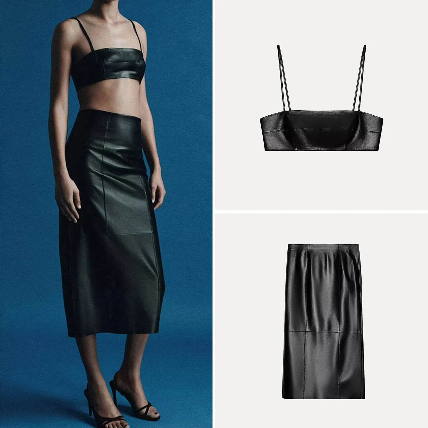 

Z Women's Faion Long ter Ne Midi Skirt Set High Waist Color Winter Casual Commute Sle No Sve T-irt