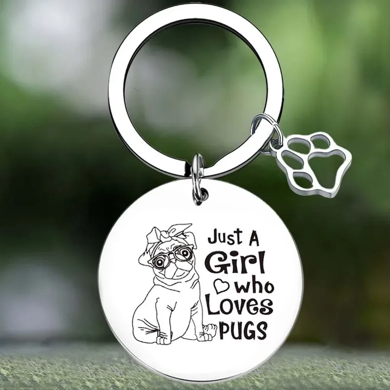 Cute Pug Mom Keychain Dog Pug Lover gift Key Chain Pendant Jewelry Animal animal dog Gift