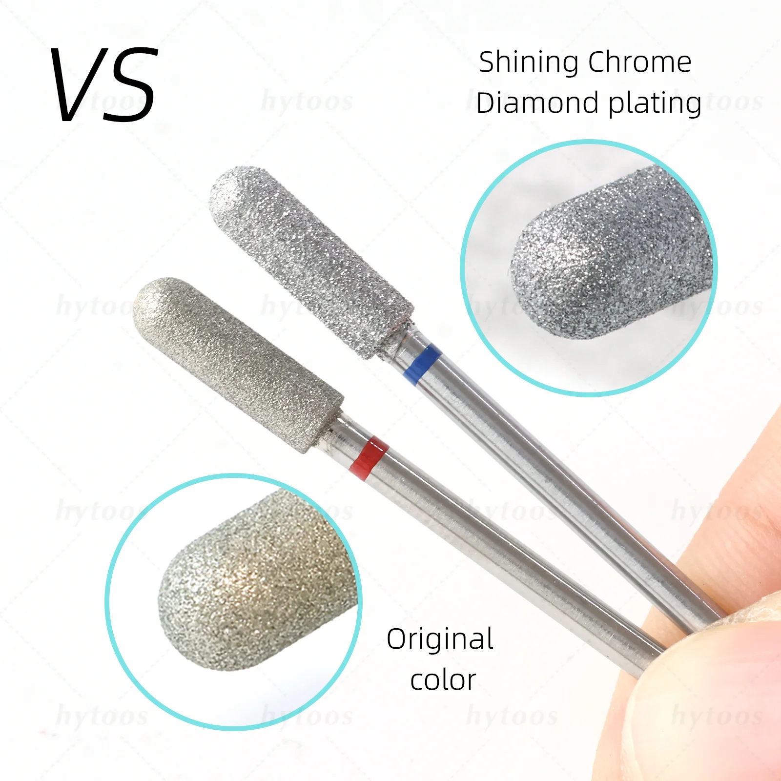 HYTOOS Chrom-Diamant-Nagelbohrer mit stumpfem Ende, russischer Nagelhaut-Bit für Bohrer, abgestorbene Haut, Reiniger, Nägel, Vorbehandlungswerkzeug – Detail 3