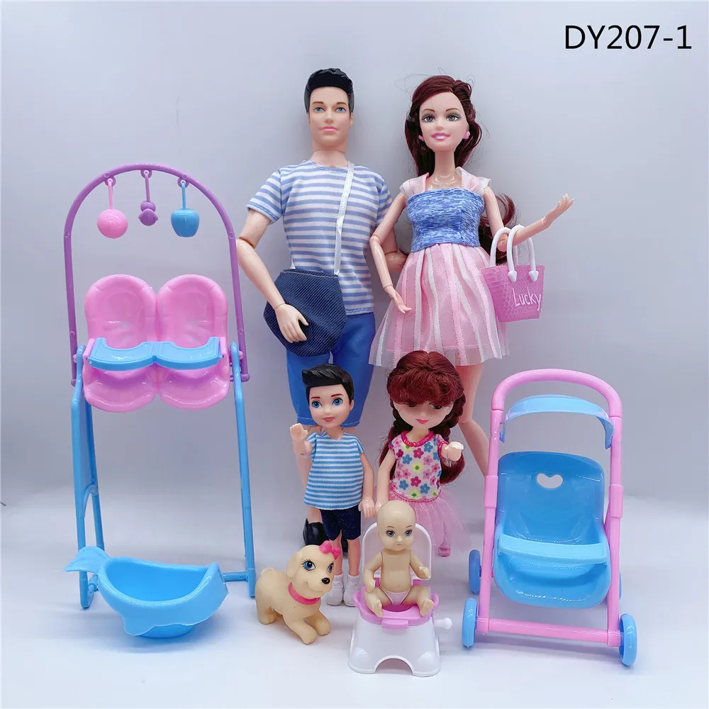 Cute Doll House Stroller Bed Chair Accessories For Barbie 11.5'' Pregnant Dolls with Baby Doll Birthday Christmas Gift Kid Toys