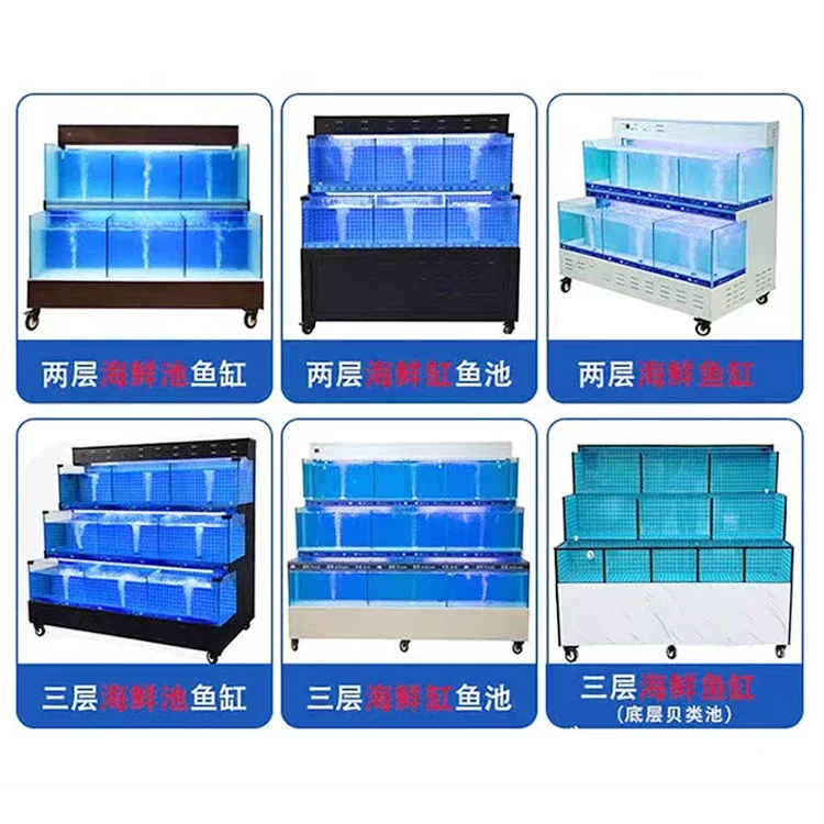 aCustomized Large Acrylic Glass Aquarium Tank 1.5L Rectangle Marine Outdoor Spaces Features Reef Coral Seafood Salt Water Fish