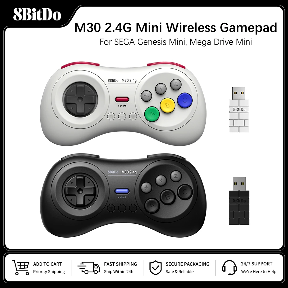 8BitDo M30 2.4G Mini Gamepad Game Controller for Sega Genesis Mini and Mega Drive Mini Game Console Accessories