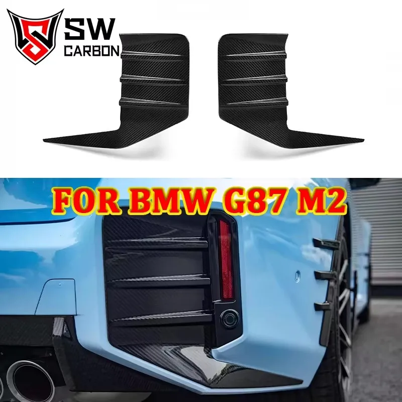 For BMW G87 M2 Coupe Dry Carbon Fiber Rear Bumper Splitter Trim Spoiler Fog Light Cover Air Vent Trim Side Outlet Intake Frame